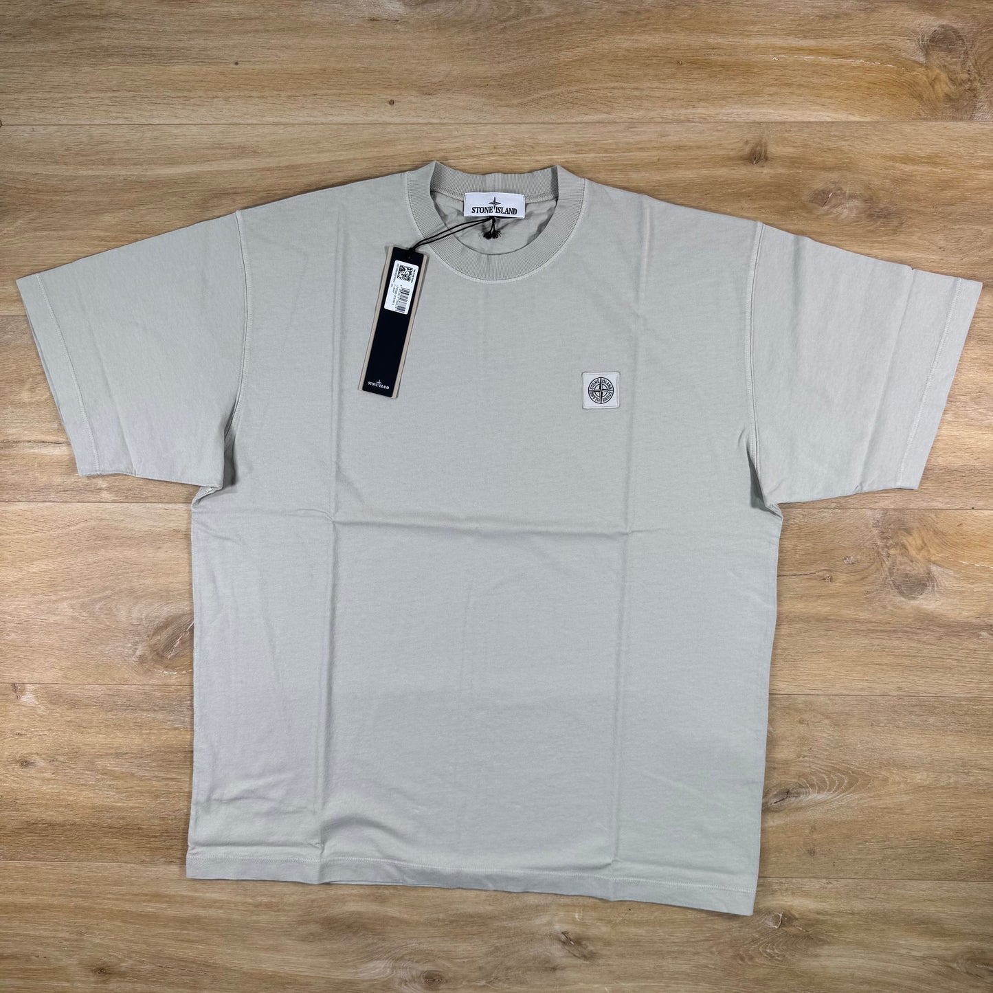 Stone Island Combed Organic Patch Logo T-Shirt in Pearl Grey
