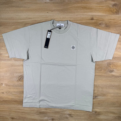 Stone Island Combed Organic Patch Logo T-Shirt in Pearl Grey