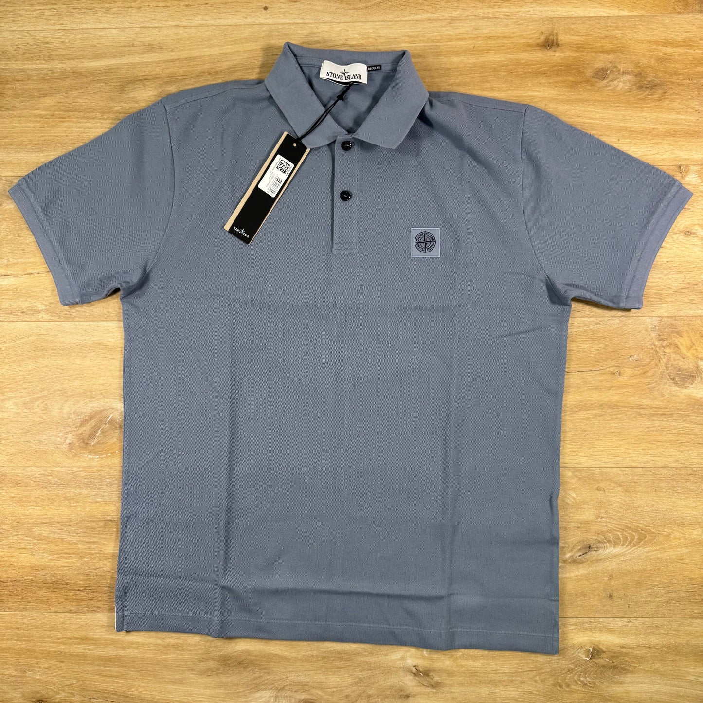 Stone Island Regular Fit Patch Logo Polo Shirt in Avio Blue
