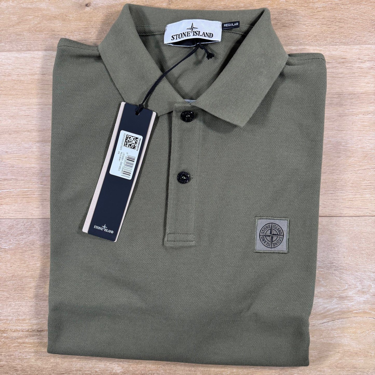 Stone Island Regular Fit Patch Logo Polo Shirt in Military Green
