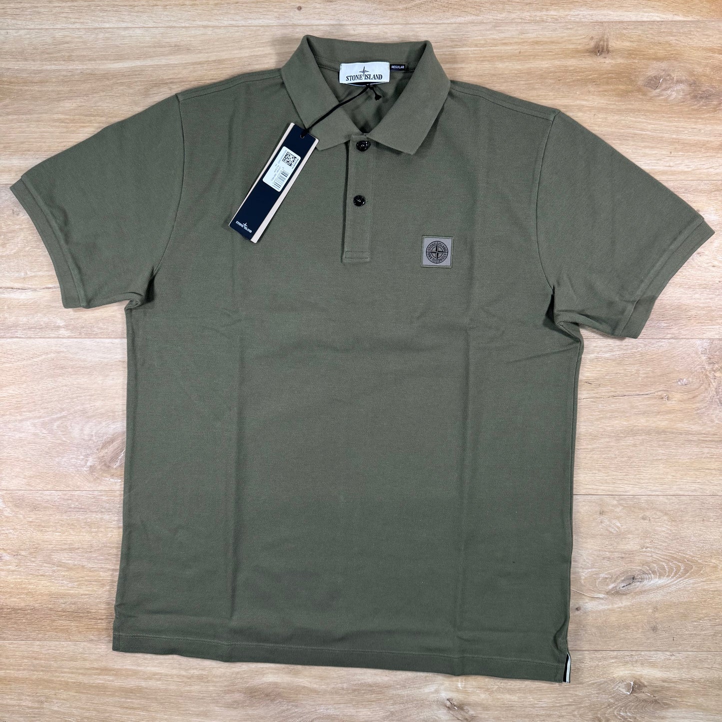 Stone Island Regular Fit Patch Logo Polo Shirt in Military Green