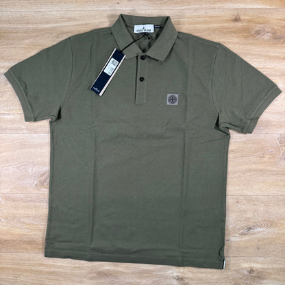 Stone Island Regular Fit Patch Logo Polo Shirt in Military Green