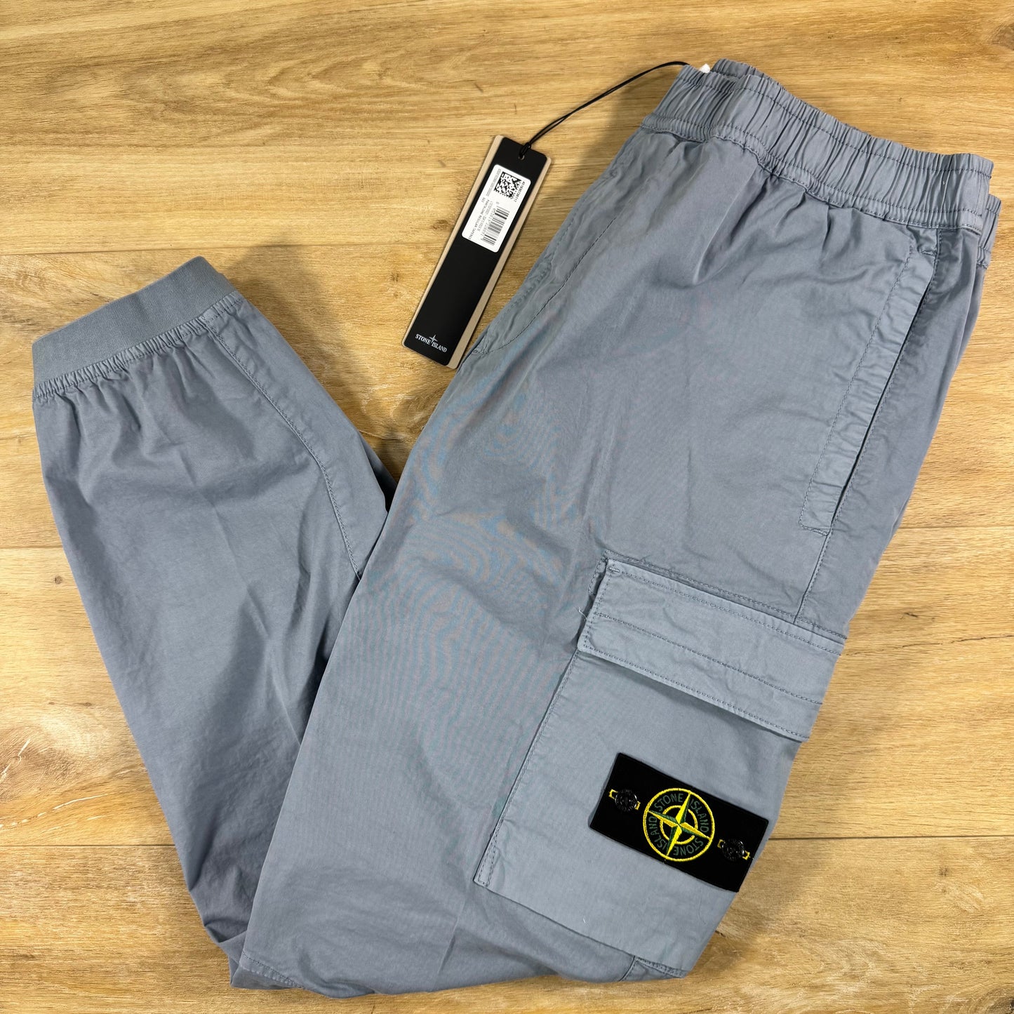Stone Island Stretch Cotton Twill Cargo Pants in Avio Blue