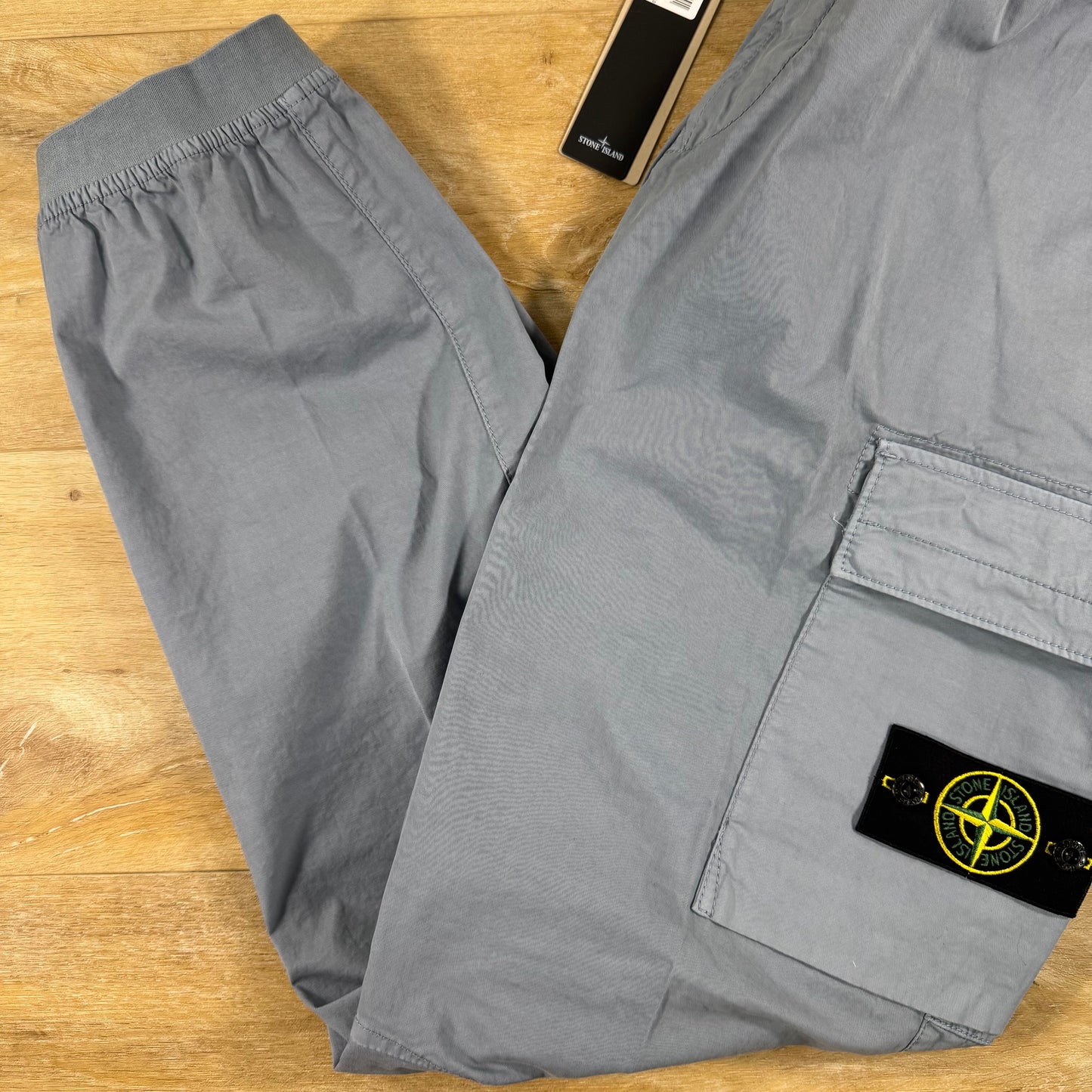 Stone Island Stretch Cotton Twill Cargo Pants in Avio Blue