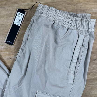 Stone Island Stretch Cotton Twill Cargo Pants in Pearl Grey