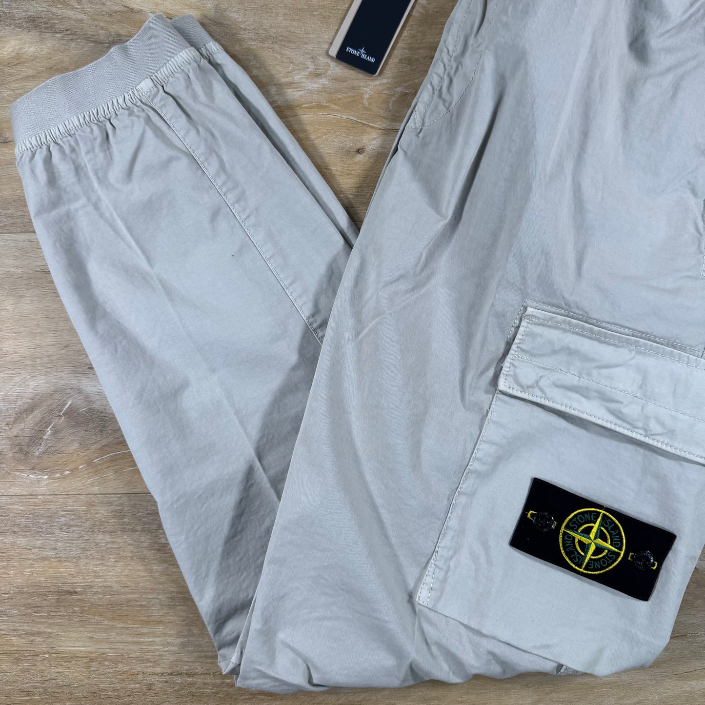 Stone Island Stretch Cotton Twill Cargo Pants in Pearl Grey