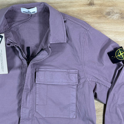Stone Island Stretch Twill Overshirt in Purple Grey