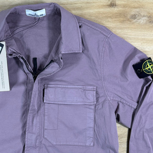 Stone Island Stretch Twill Overshirt in Purple Grey