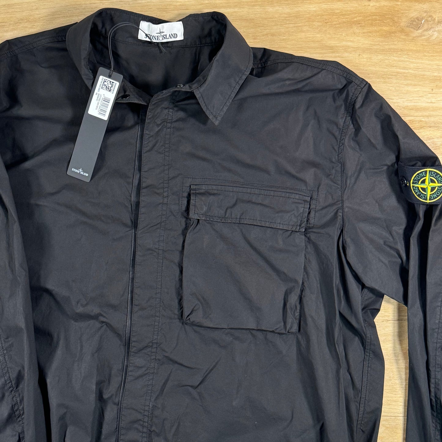Stone Island Stretch Cotton Tela 'Paracadute' Overshirt in Black