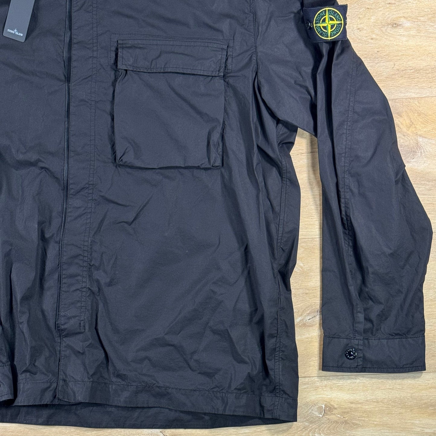 Stone Island Stretch Cotton Tela 'Paracadute' Overshirt in Black