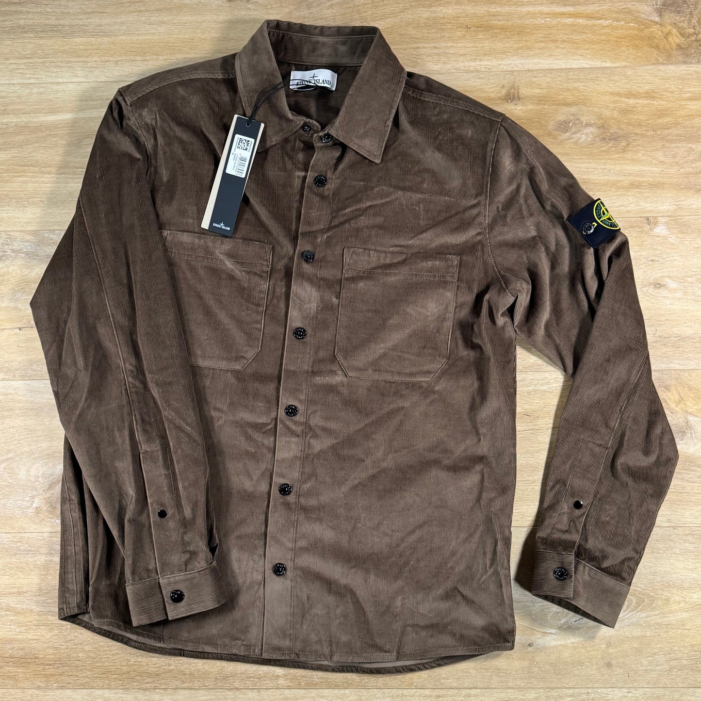 Stone Island Micro-Corduroy Overshirt in Umber - Brown