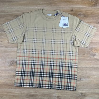 Burberry Gradient Check T-Shirt in Sand Beige