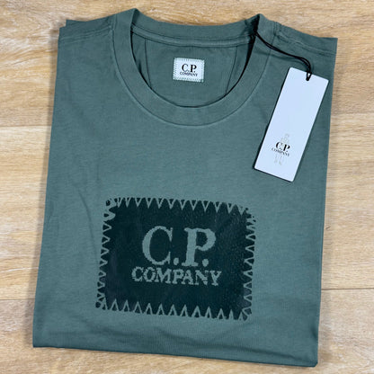 C.P. Company Stitch Block Logo T-Shirt in Lauren Wreath