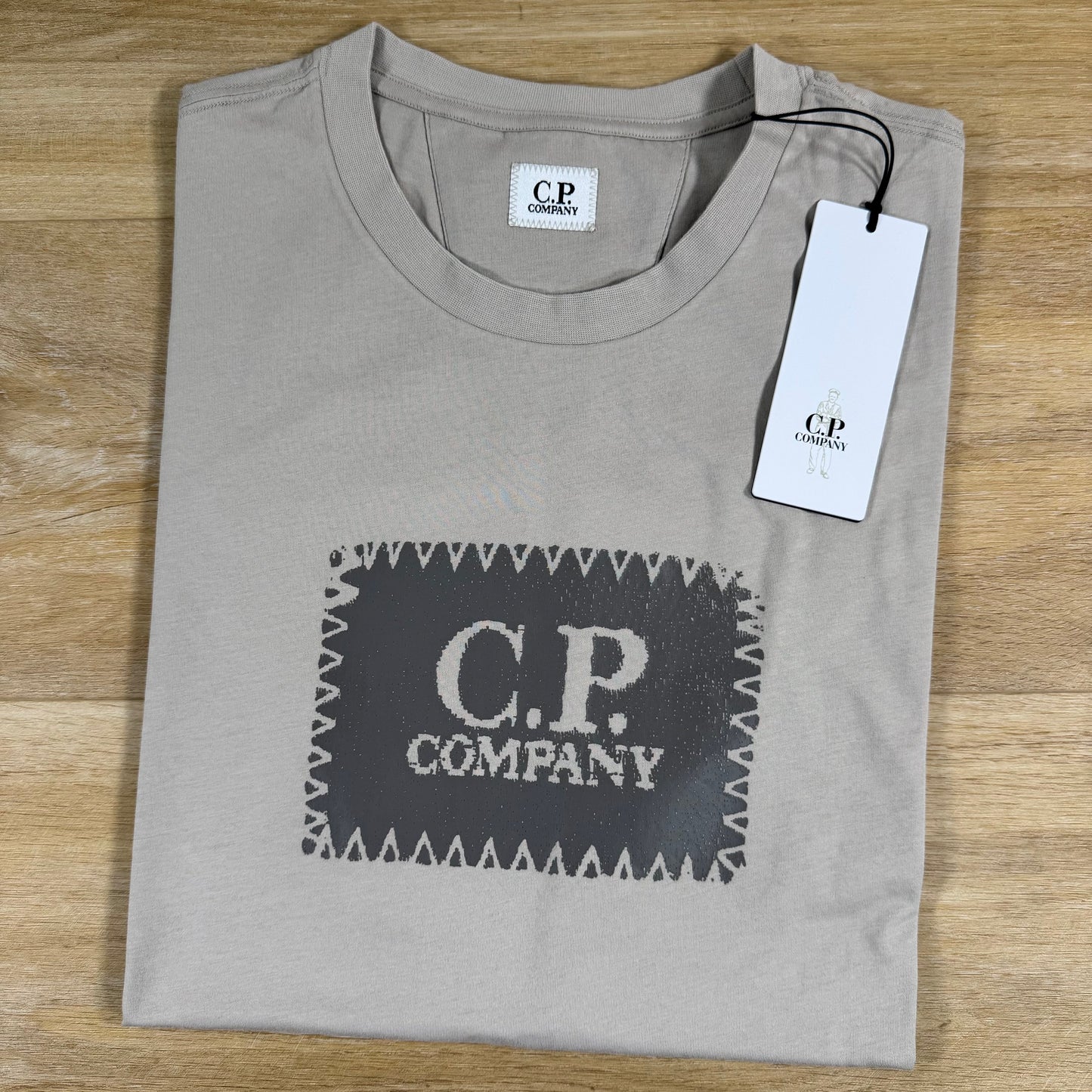 C.P. Company Stitch Block Logo T-Shirt in Dove