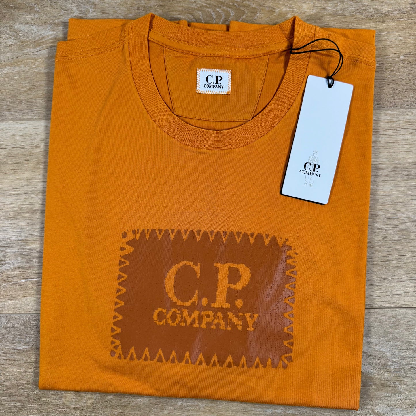 C.P. Company Stitch Block Logo T-Shirt in Desert Sun