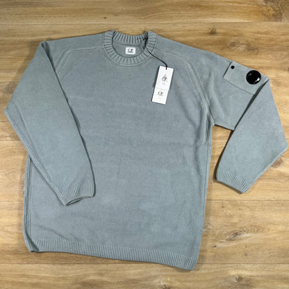 C.P. Company Cotton Chenille Crewneck Lens Sweater in Silver Blue