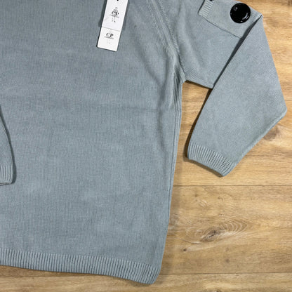C.P. Company Cotton Chenille Crewneck Lens Sweater in Silver Blue
