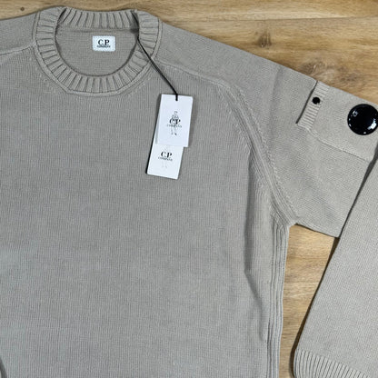 C.P. Company Cotton Chenille Crewneck Lens Sweater in Dove