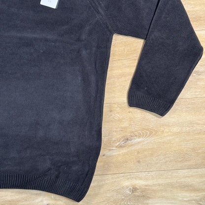 C.P. Company Cotton Chenille Crewneck Lens Sweater in Black