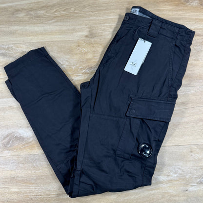 C.P. Company Stretch Sateen Ergonomic Lens Cargo Pants in Black