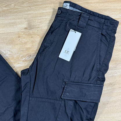 C.P. Company Stretch Sateen Ergonomic Lens Cargo Pants in Black