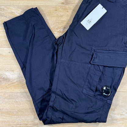 C.P. Company Stretch Sateen Ergonomic Lens Cargo Pants in Navy