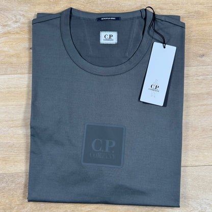 C.P. Company Metropolis Series Square Logo T-Shirt in Gunmetal - Grey