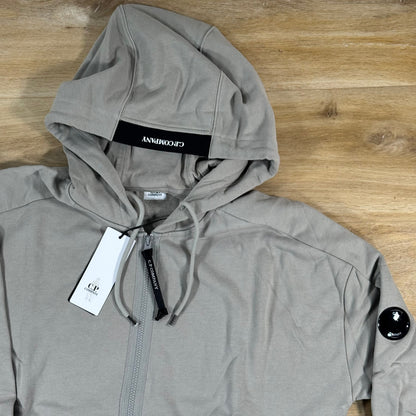 C.P. Company Diagonal Raised Zipped Lens Hoodie in Dove