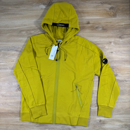 C.P. Company Diagonal Raised Zipped Lens Hoodie in Antique Moss - Yellow