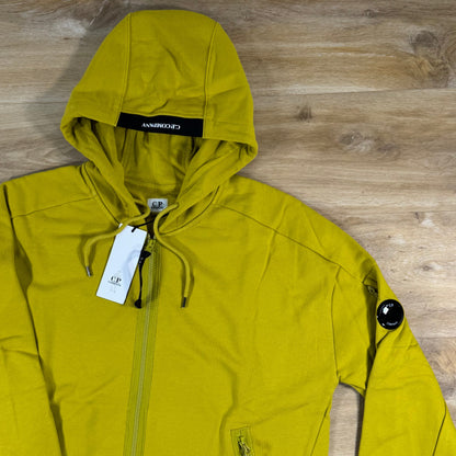 C.P. Company Diagonal Raised Zipped Lens Hoodie in Antique Moss - Yellow