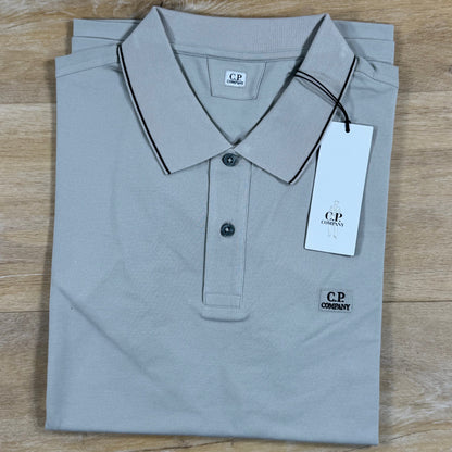 C.P. Company Stretch Piquet Striped Collar Polo Shirt in Dove
