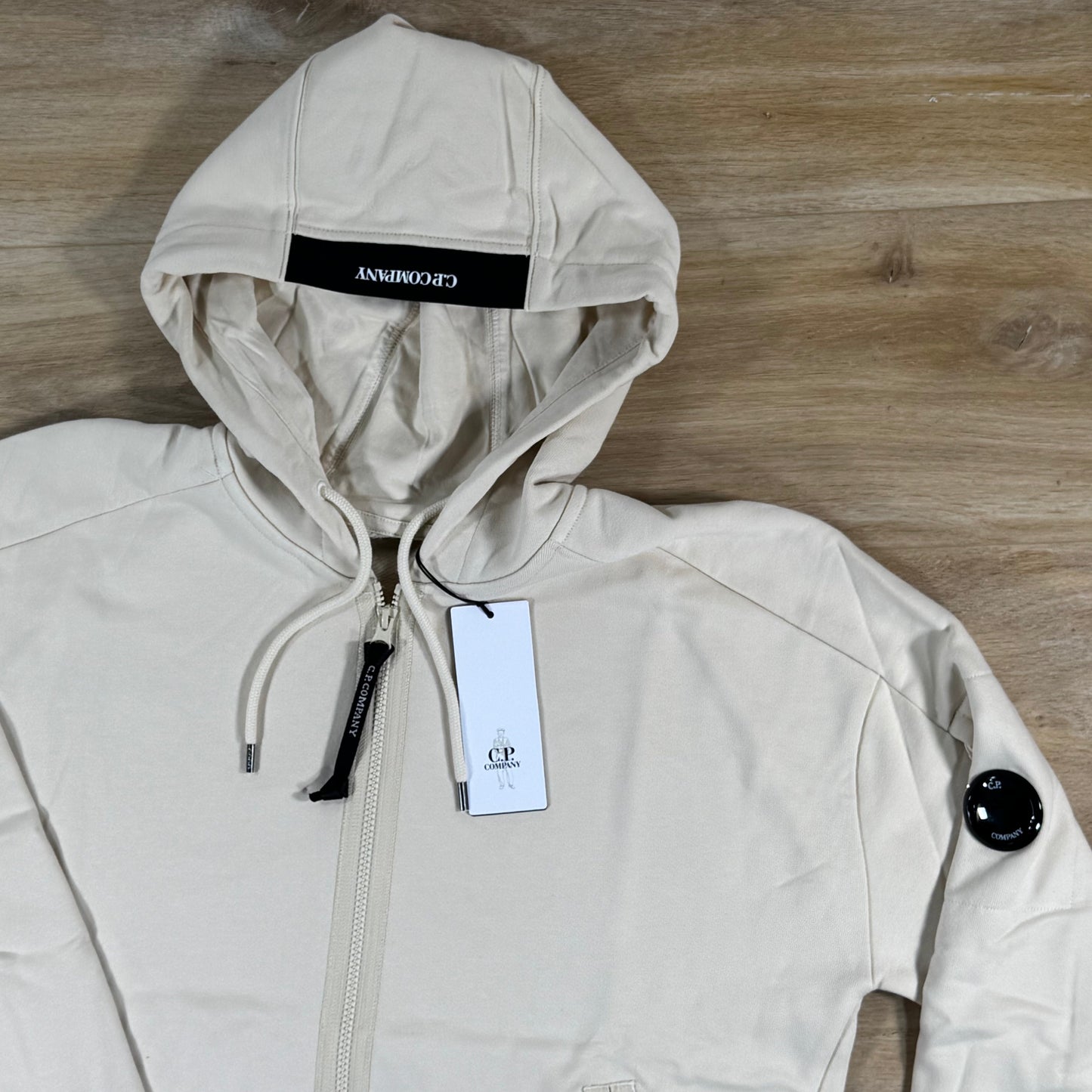 C.P. Company Diagonal Raised Zipped Lens Hoodie in Frozen Dew