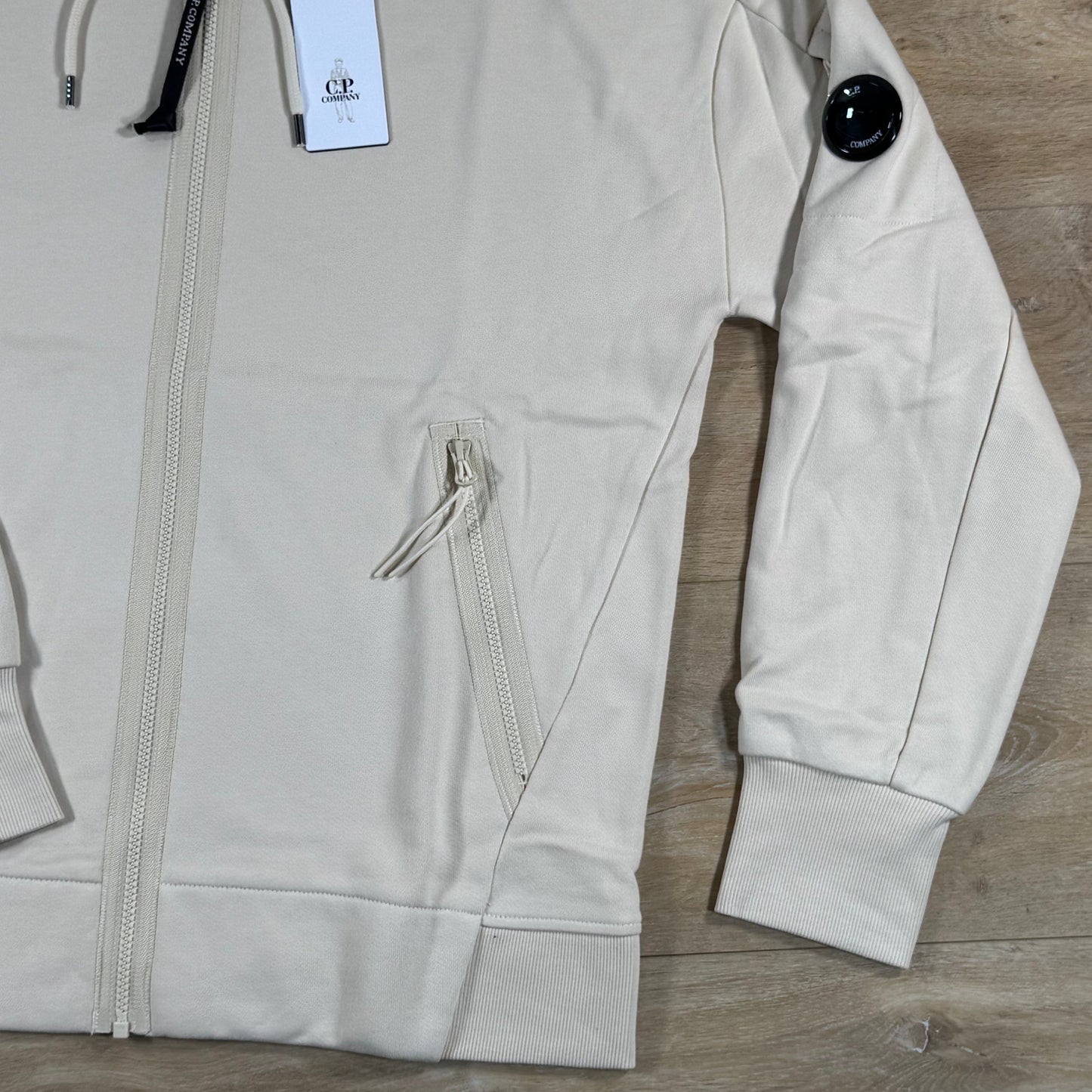 C.P. Company Diagonal Raised Zipped Lens Hoodie in Frozen Dew