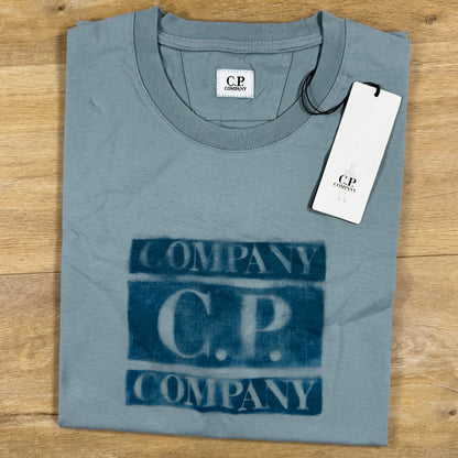C.P. Company Faded Logo T-Shirt in Silver Blue