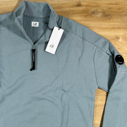 C.P. Company Diagonal Raised Half-Zip Lens Sweatshirt in Silver Blue