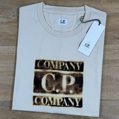 C.P. Company Faded Logo T-Shirt in Frozen Dew
