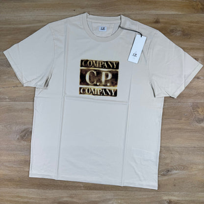 C.P. Company Faded Logo T-Shirt in Frozen Dew