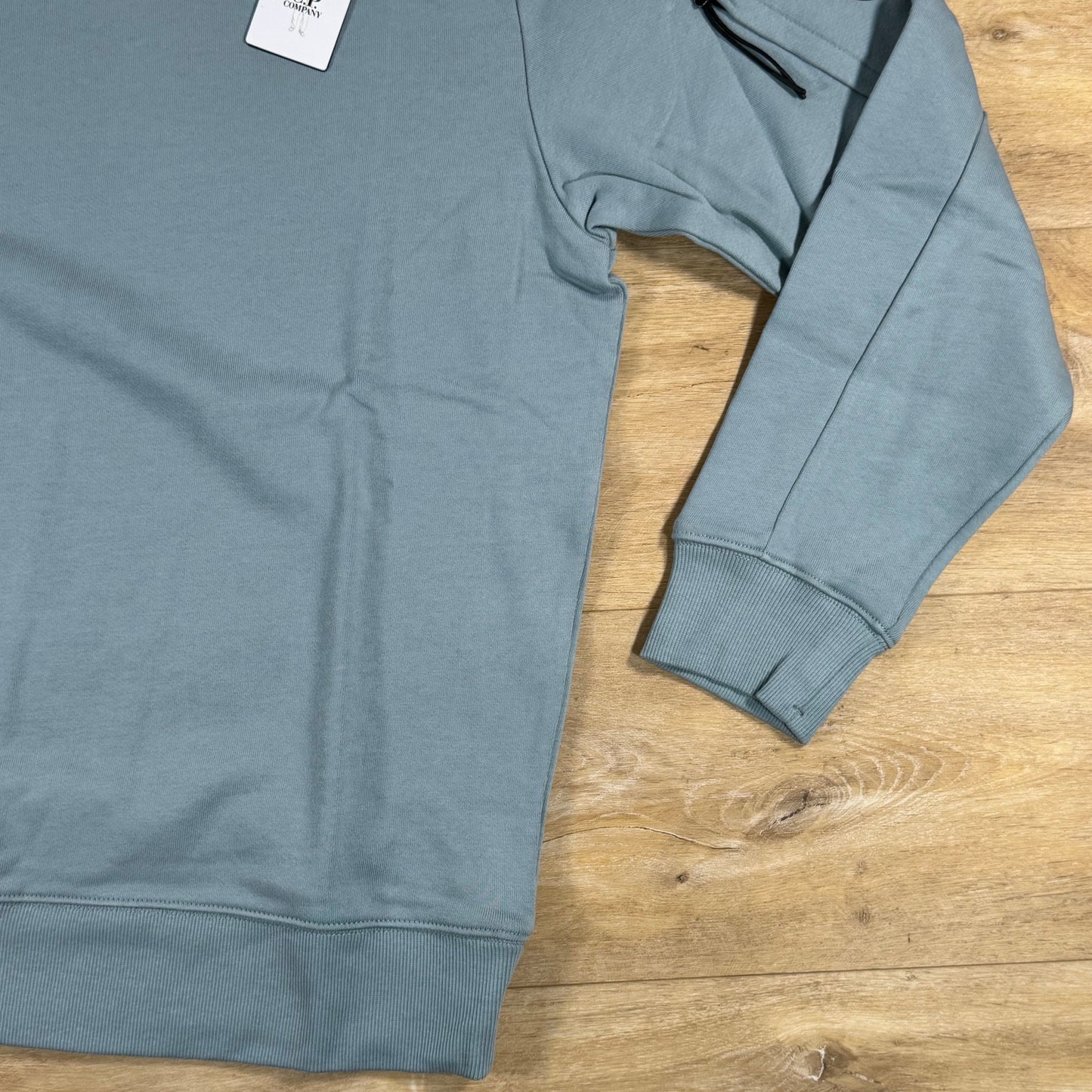 C.P. Company Diagonal Raised Fleece Crewneck Lens Sweatshirt in Silver Blue