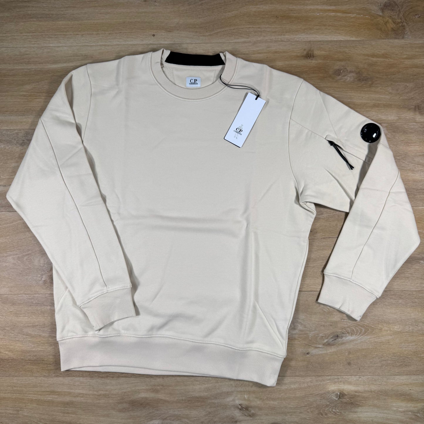C.P. Company Diagonal Raised Fleece Crewneck Lens Sweatshirt in Frozen Dew