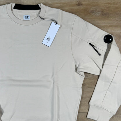 C.P. Company Diagonal Raised Fleece Crewneck Lens Sweatshirt in Frozen Dew