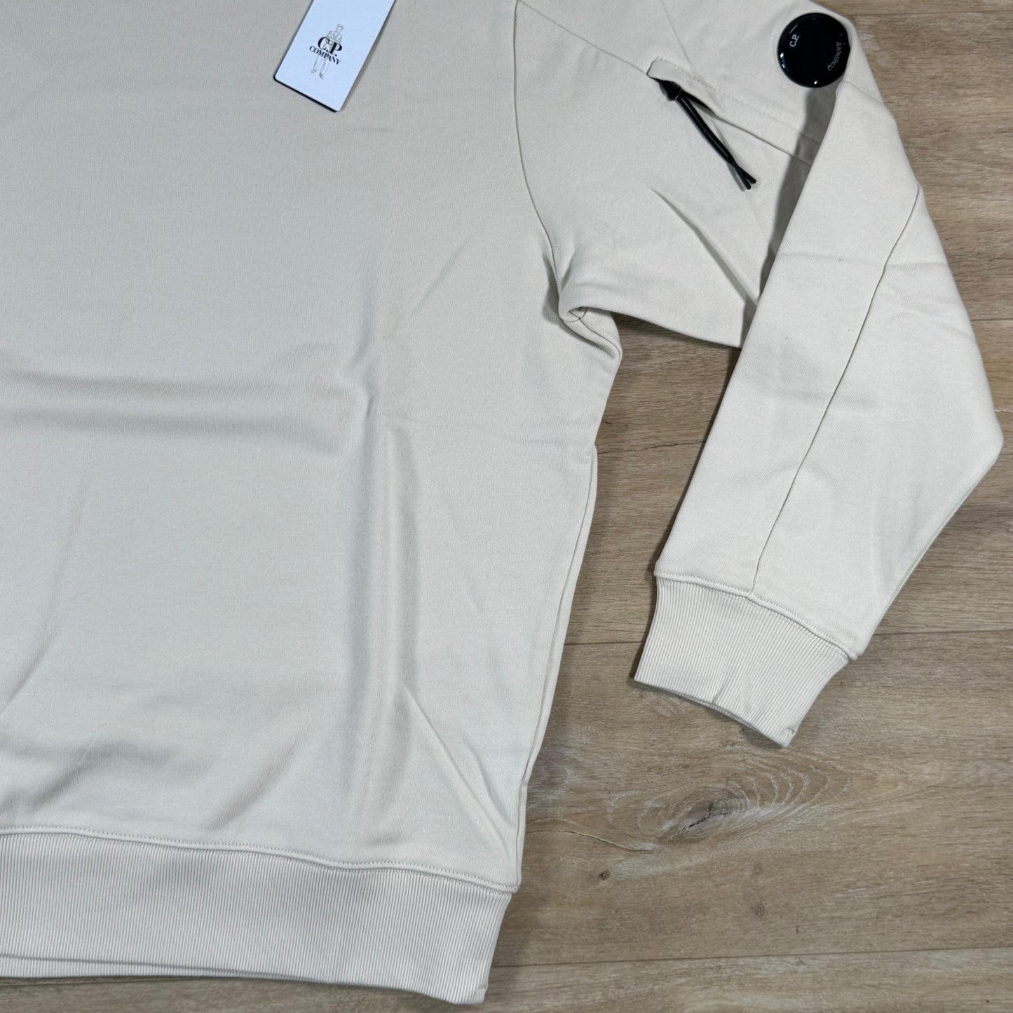 C.P. Company Diagonal Raised Fleece Crewneck Lens Sweatshirt in Frozen Dew