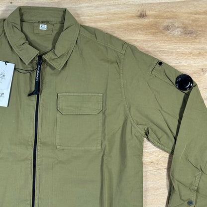 C.P. Company Organic Gabardine Lens Overshirt in Dried Herb - Green