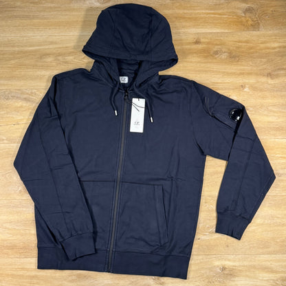 C.P. Company Light Fleece Zip Lens Hoodie in Navy