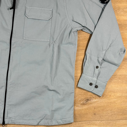 C.P. Company Organic Gabardine Lens Overshirt in Silver Blue