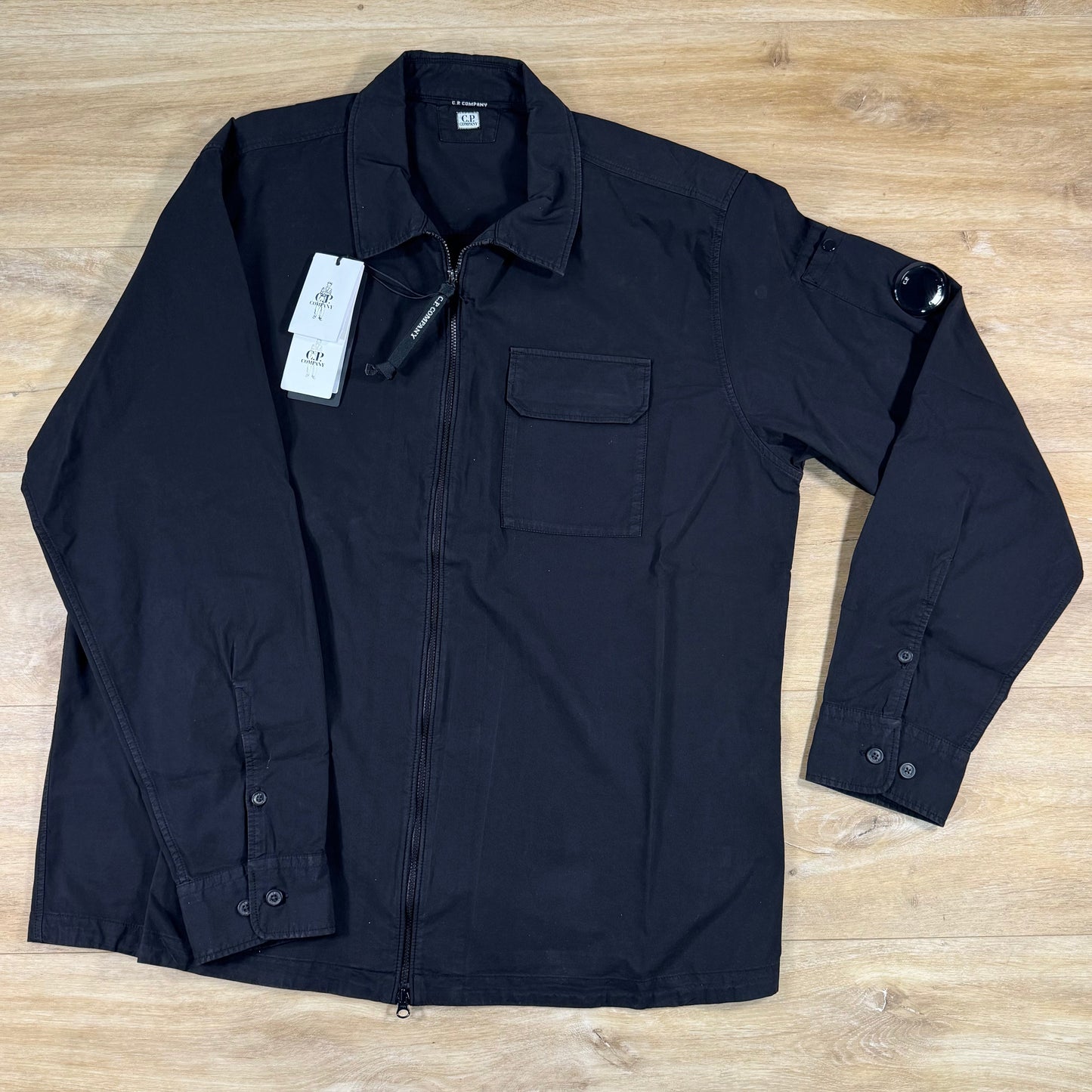 C.P. Company Organic Gabardine Lens Overshirt in Black