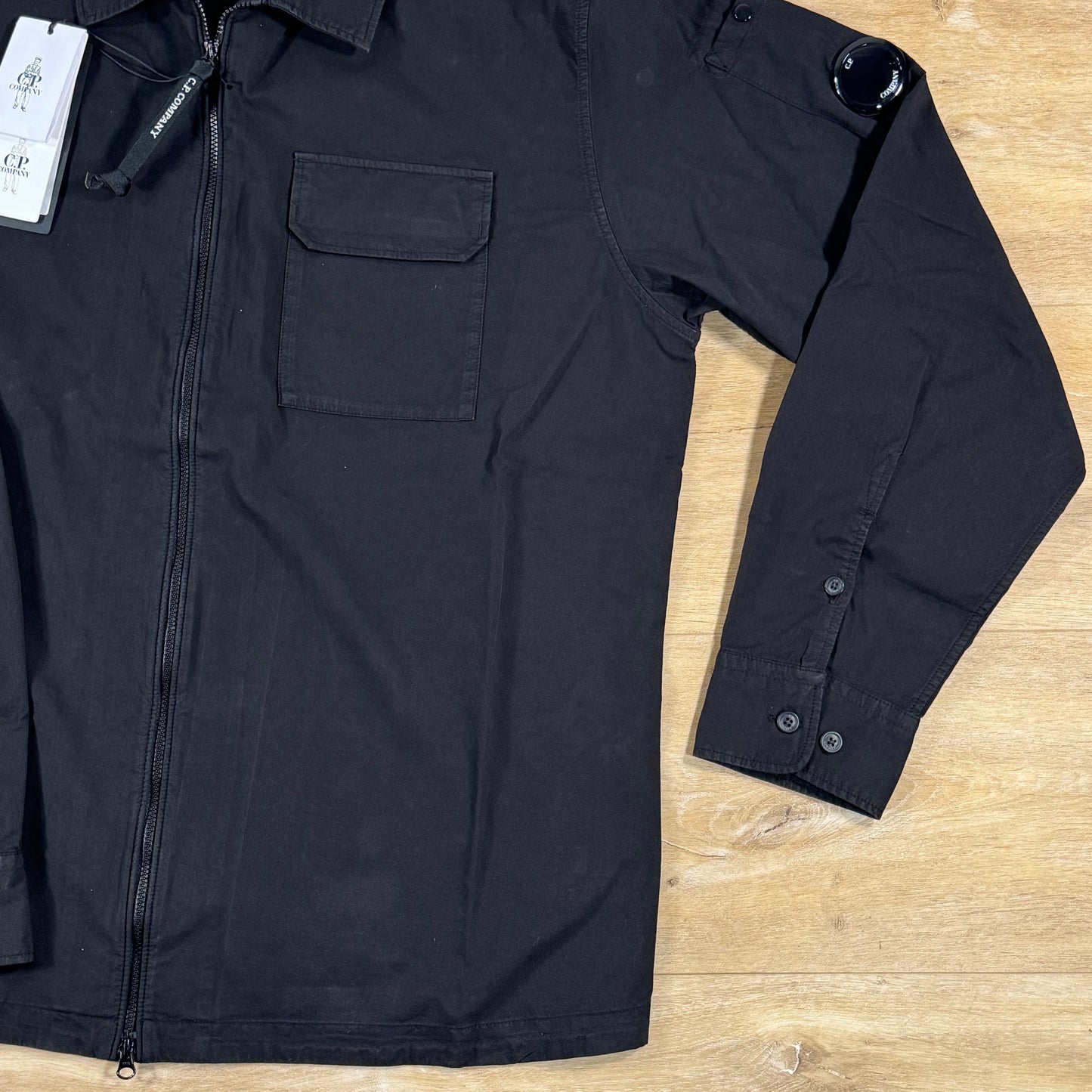 C.P. Company Organic Gabardine Lens Overshirt in Black