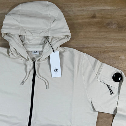 C.P. Company Light Fleece Zip Lens Hoodie in Frozen Dew