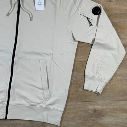 C.P. Company Light Fleece Zip Lens Hoodie in Frozen Dew