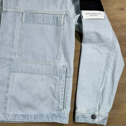 Stone Island Indigo Denim-Ultra Bleached Overshirt in Blue Extra Bleach