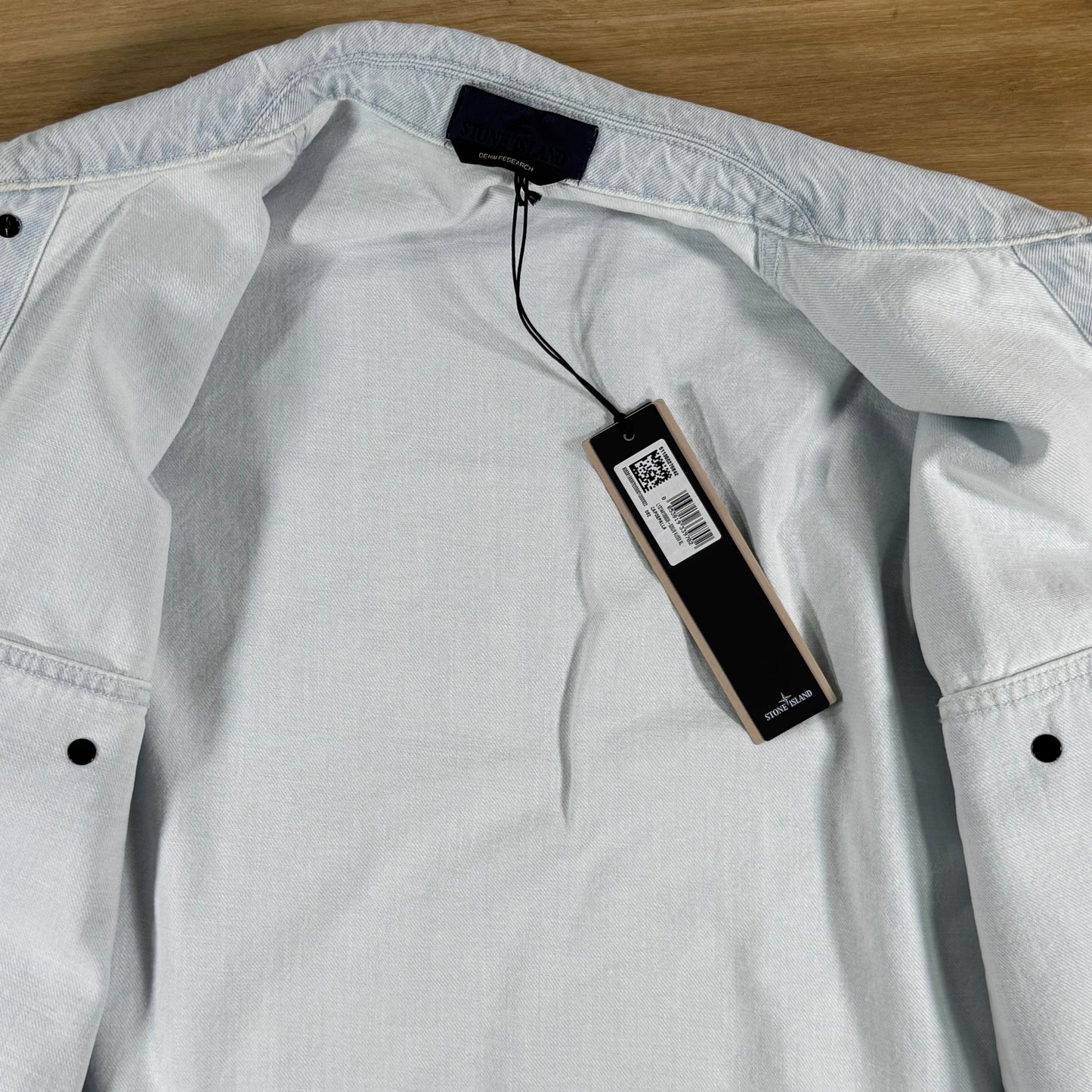 Stone Island Indigo Denim-Ultra Bleached Overshirt in Blue Extra Bleach
